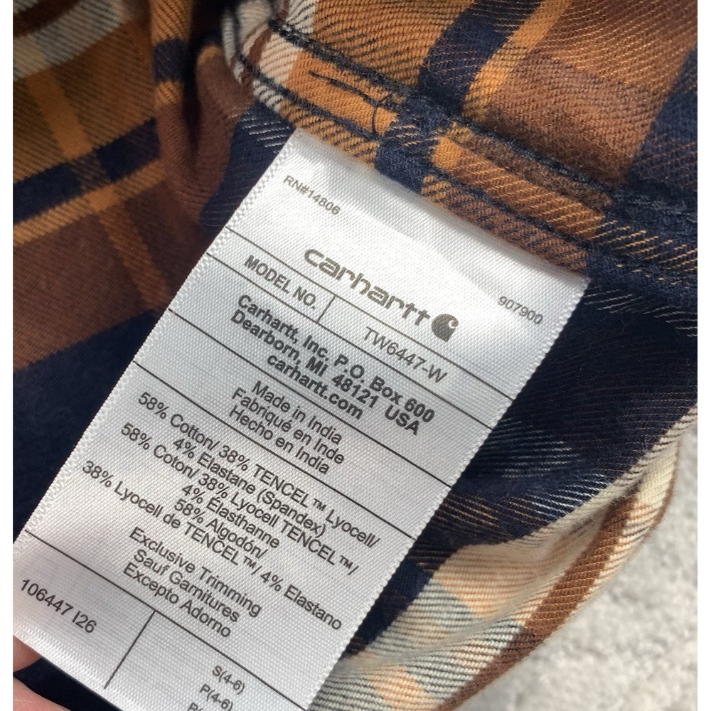 Carhartt Women's Flannel Shirt Small Relaxed Fit TENCEL Plaid NWT - Picture 6 of 6